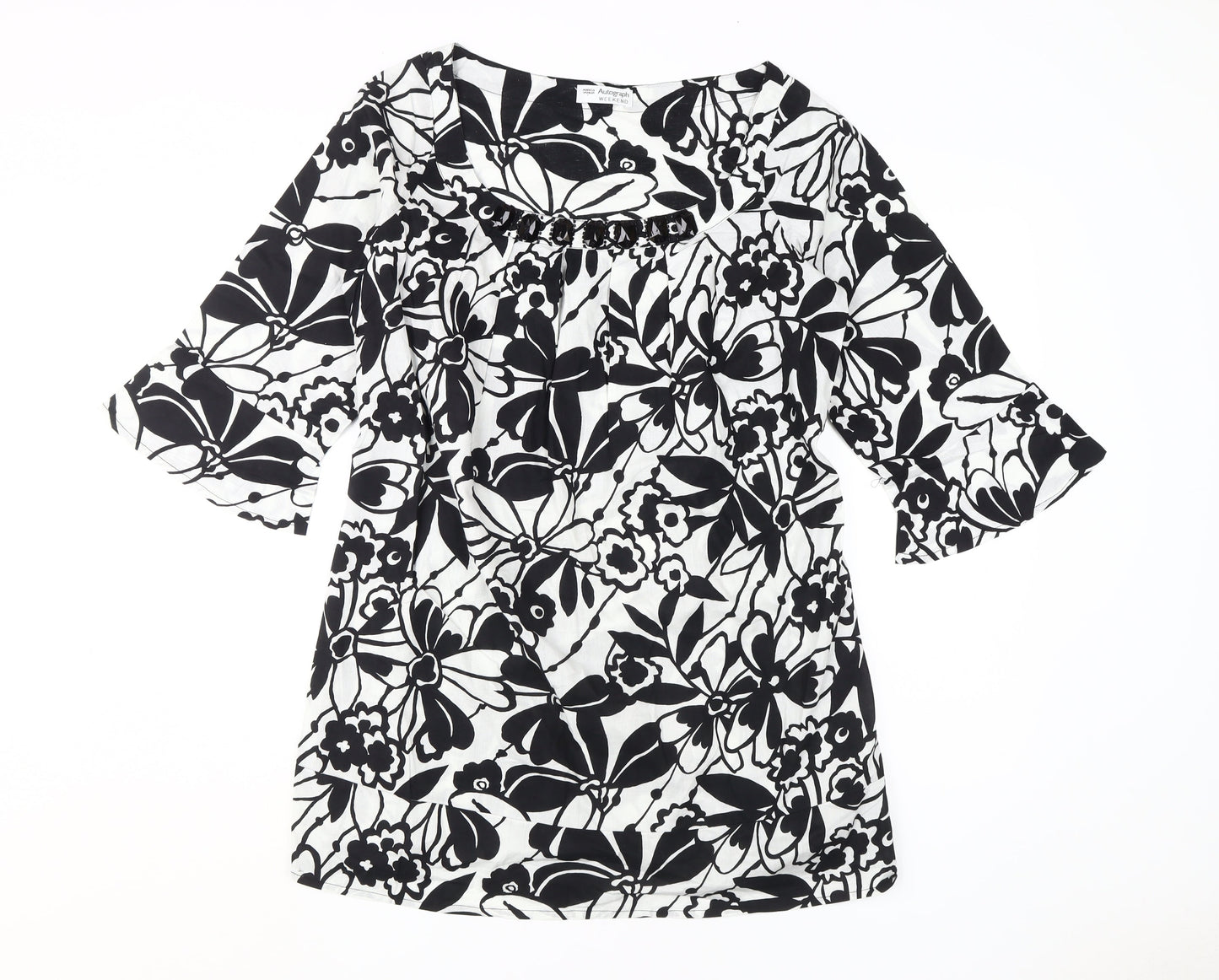 Marks and Spencer Women's Black Floral Shift Dress, Size 14