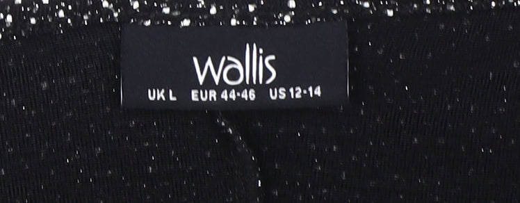 Wallis Women's Black V-Neck Top, Size L - Classic Casual