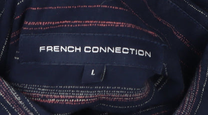 Close-up detail of French Connection Men's Blue Striped Long Sleeve Shirt L