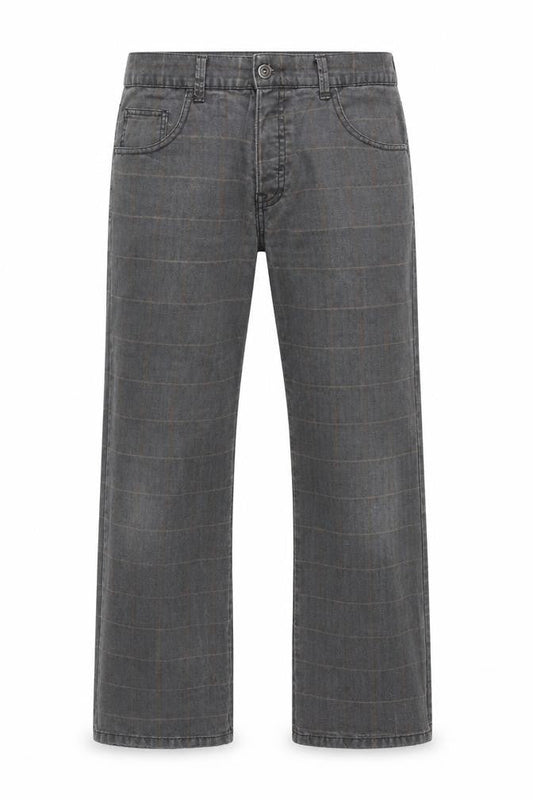 Next Grey Check Straight Jeans Men 36