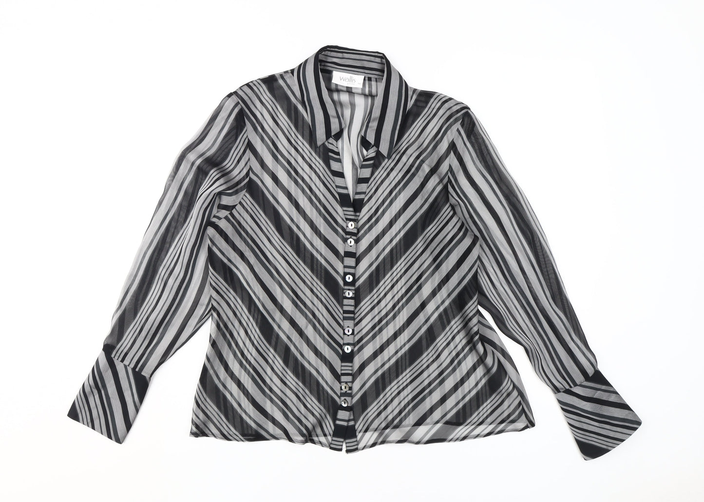 Wallis Petite Women's Multicoloured Striped Button-Up Shirt, Size 14