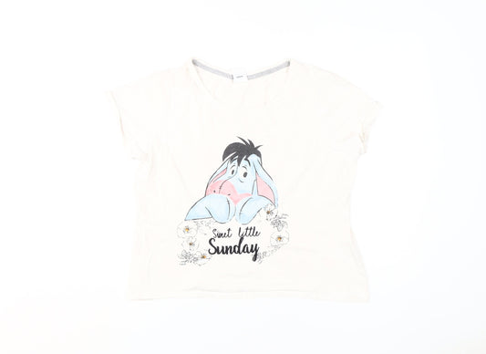 Disney Women's Ivory Eeyore Pyjama Top Size 10