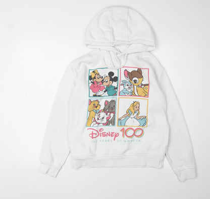 Preloved Primark Disney White Hoodie, Women's 2XS Pullover, Logo Accents - Front