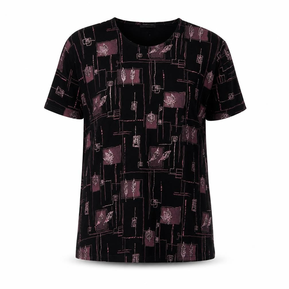 EYE Design Women's Black Geometric T-Shirt, XL