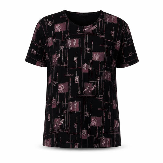 EYE Design Women's Black Geometric T-Shirt, XL