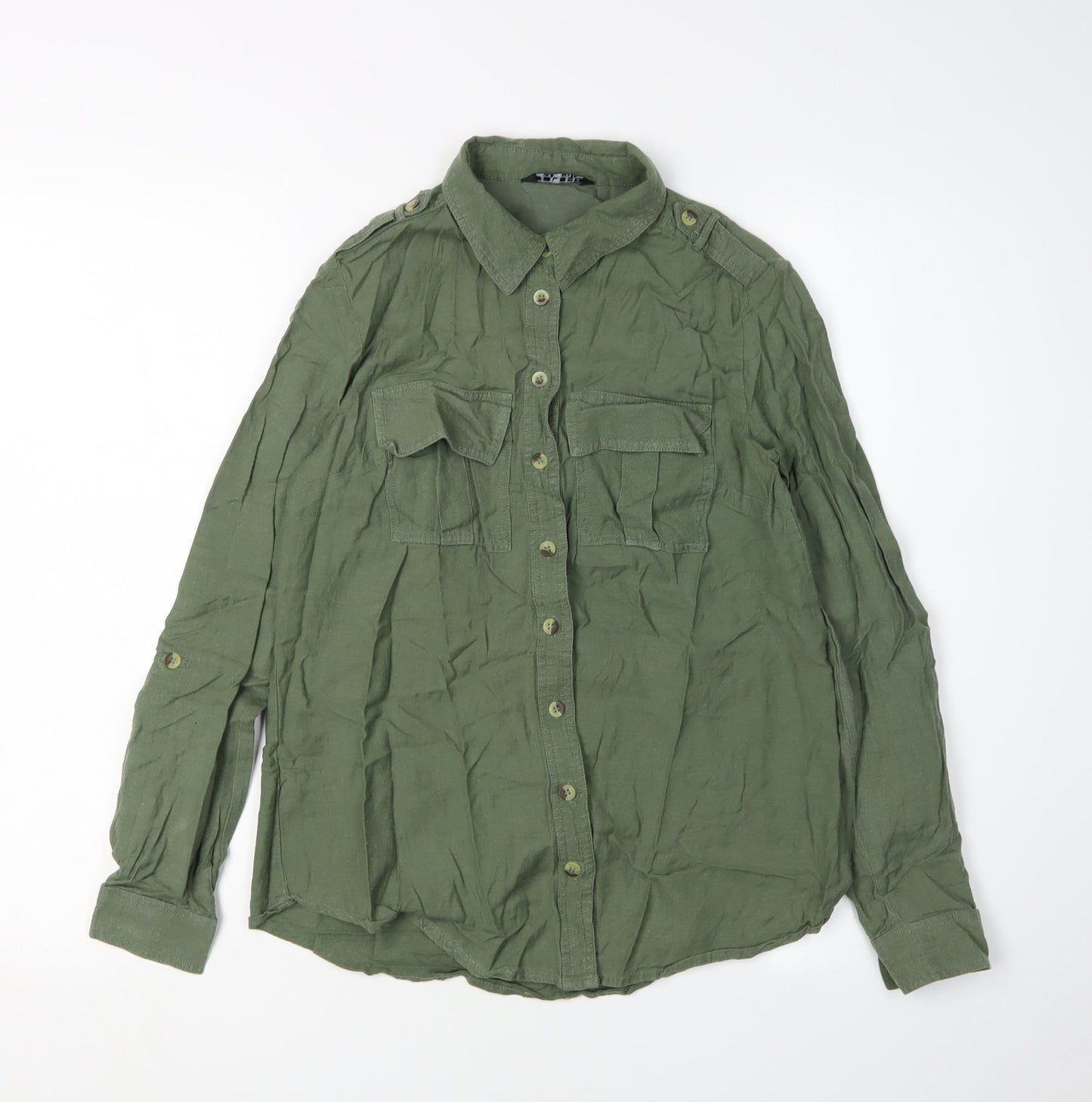 Select Women's Green Button-Up Shirt UK 6 - Casual Style