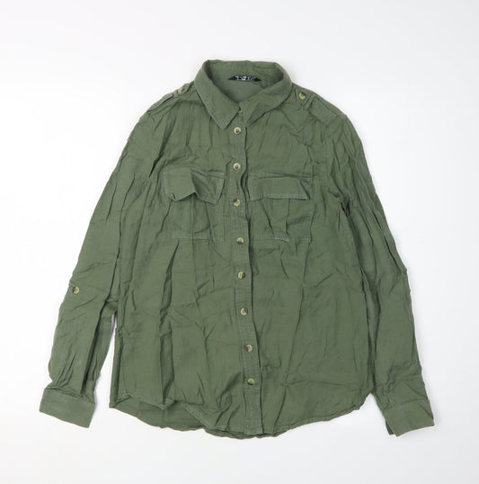 Select Women's Green Button-Up Shirt UK 6 - Casual Style