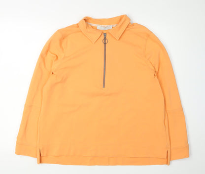 Bianca Women's Orange Collared 1/2 Zip Sweatshirt Size 16