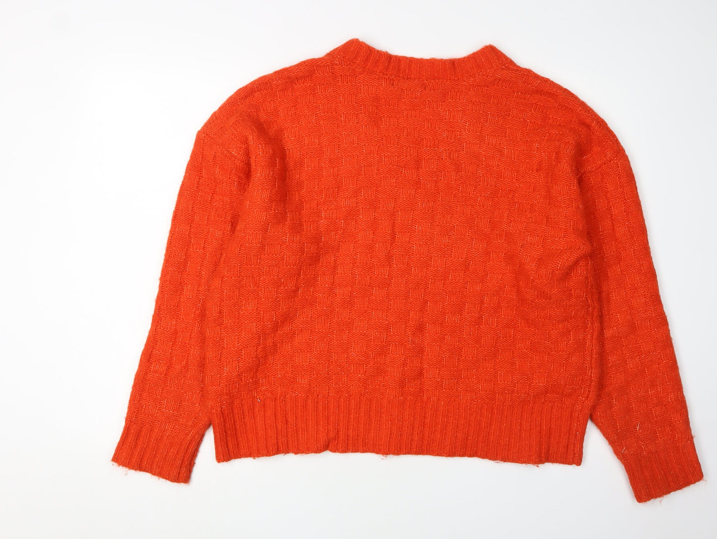 Marks and Spencer Women's Orange V-Neck Pullover Jumper L