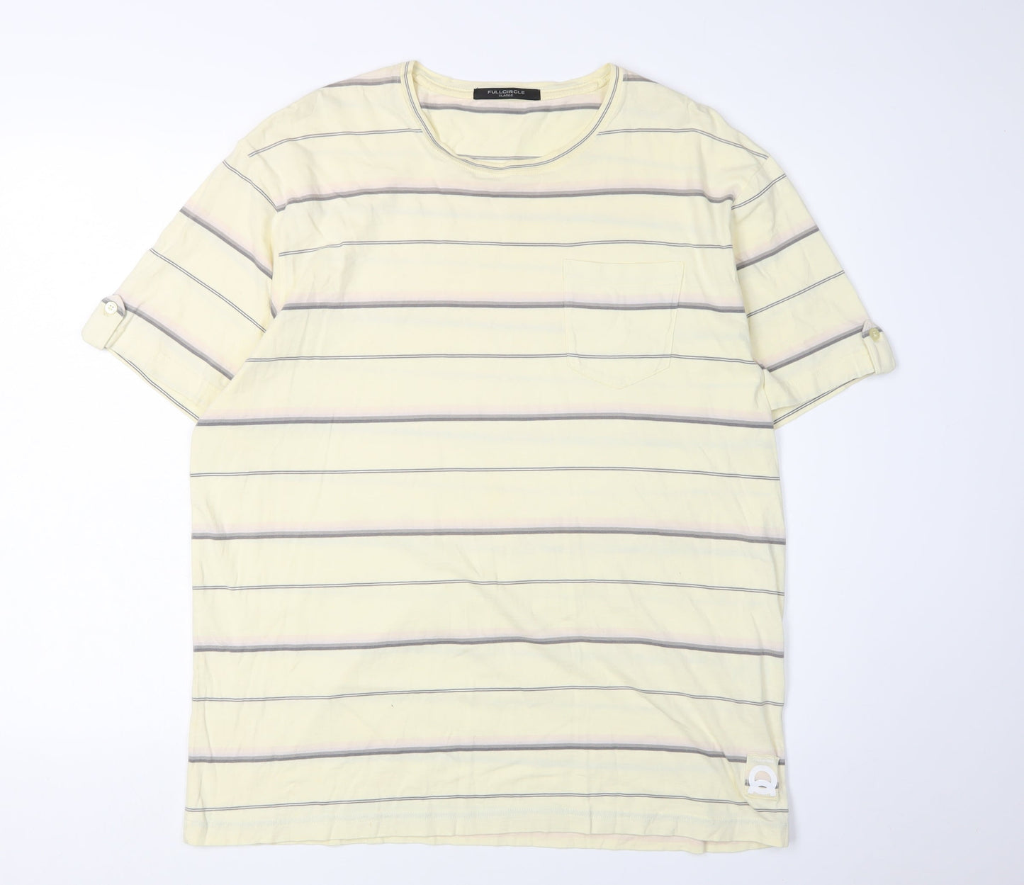 Fullcircle Men's Beige Striped Short Sleeve T-Shirt XL