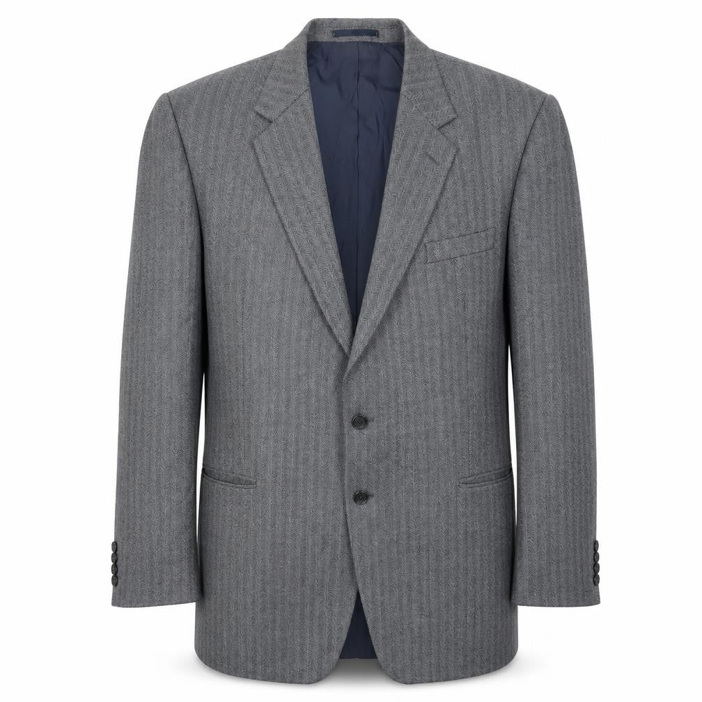 St Michael Grey Wool Blazer, Men's 43-44 Long Striped Jacket