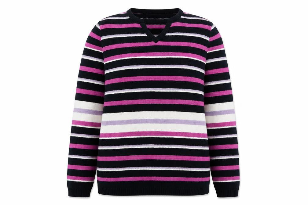 EWM Women's Multicoloured Striped Pullover Jumper S