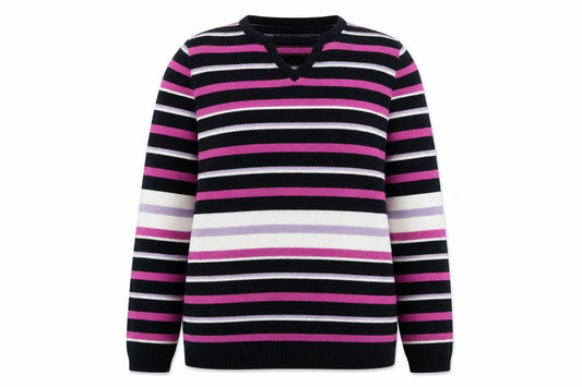 EWM Women's Multicoloured Striped Pullover Jumper S