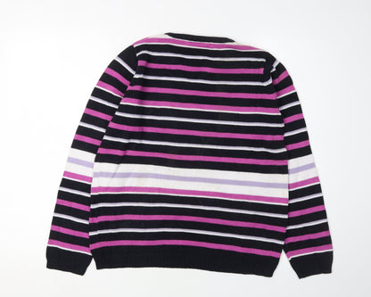 EWM Women's Multicoloured Striped Pullover Jumper S