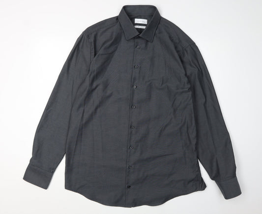 Christian Berg Men's Black Regular Fit Dress Shirt