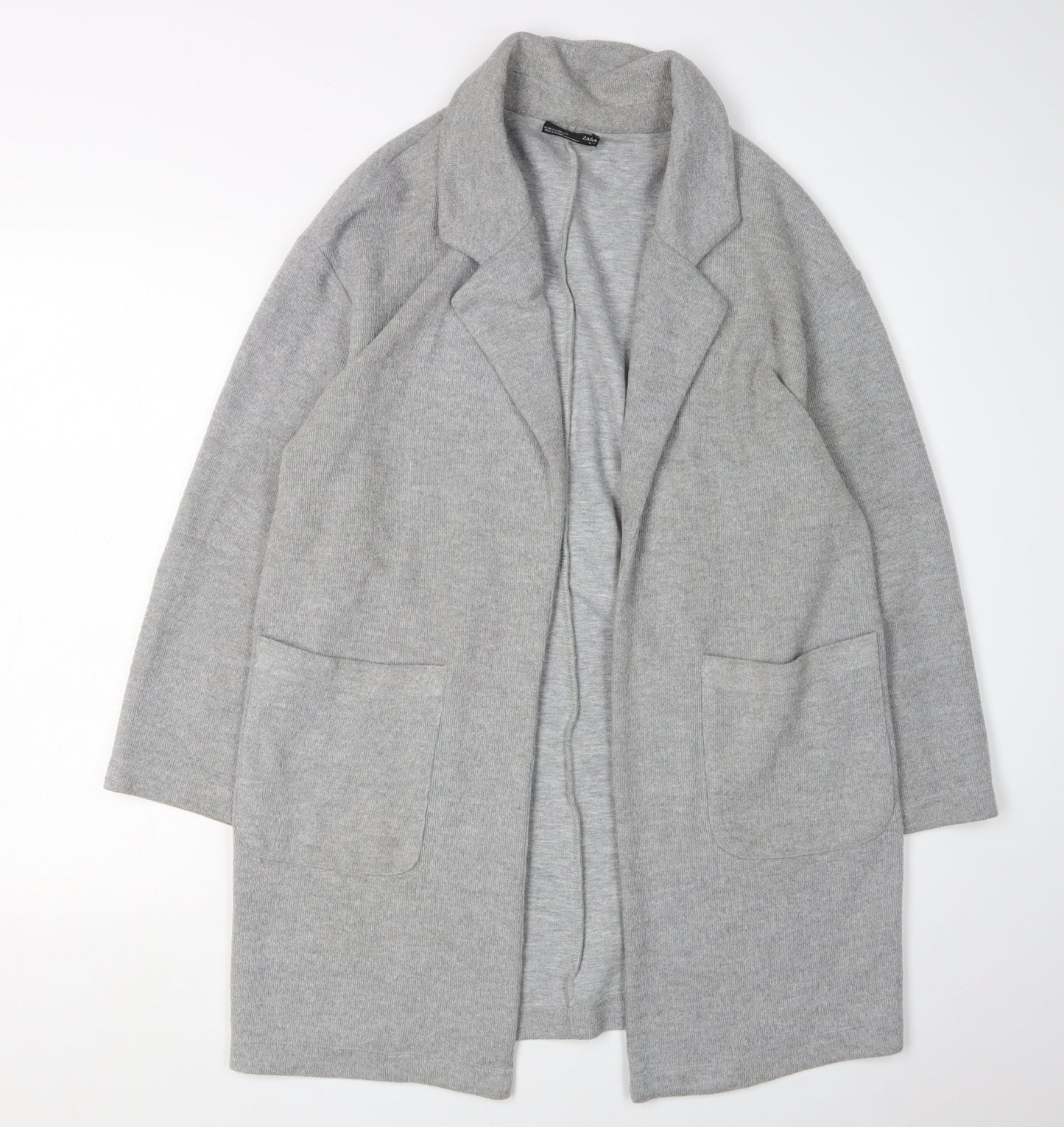 Zara Women's Grey Cardigan - M, Collared, Wool Blend