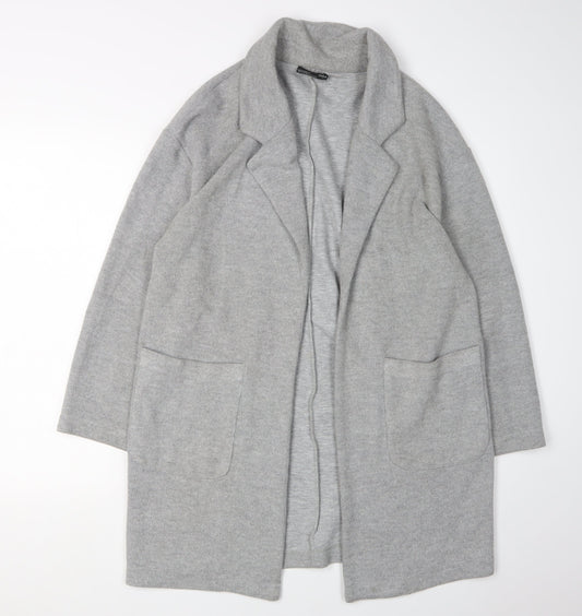 Zara Women's Grey Cardigan - M, Collared, Wool Blend
