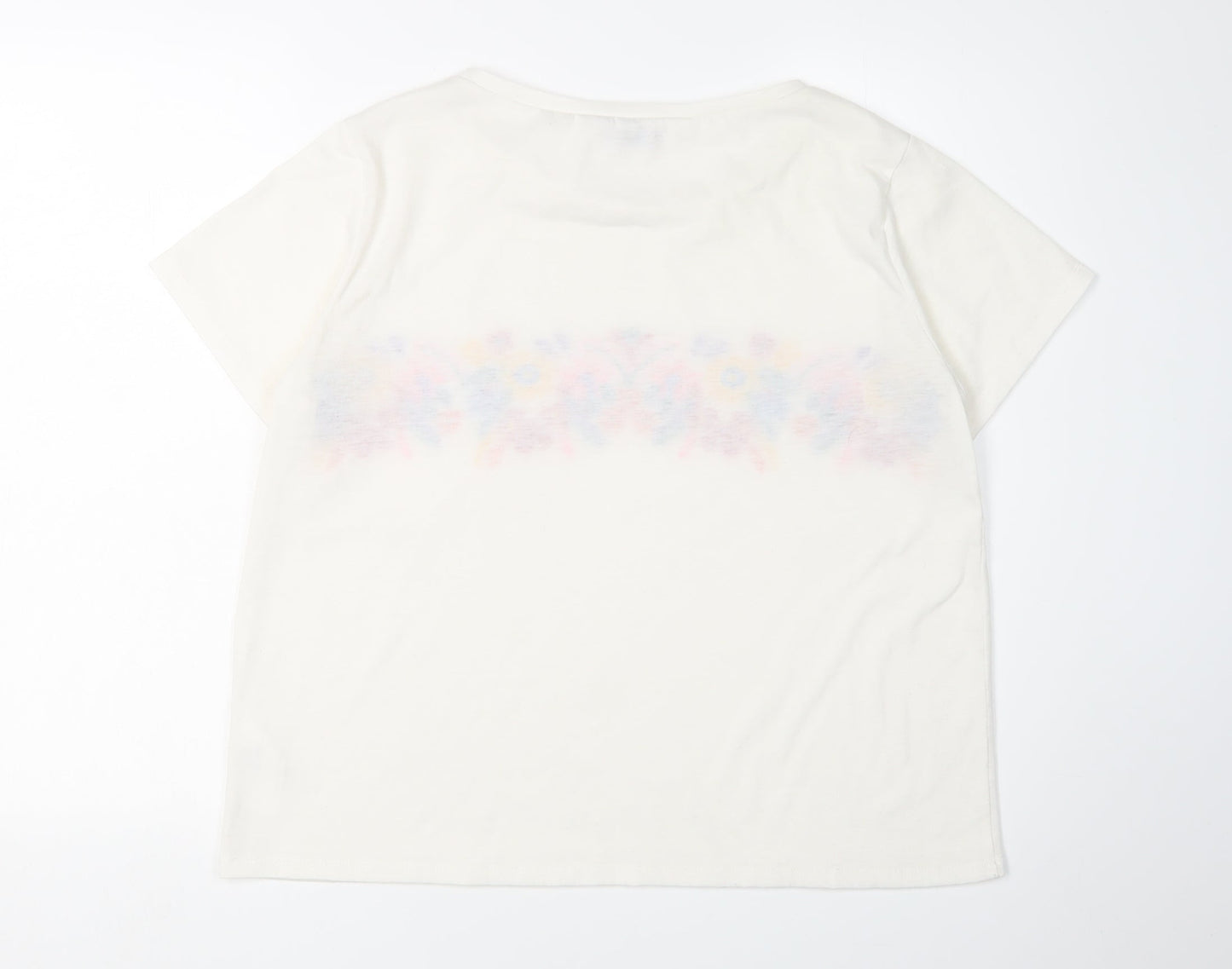 Compania Fantastica Women's White Floral T-Shirt, Size L