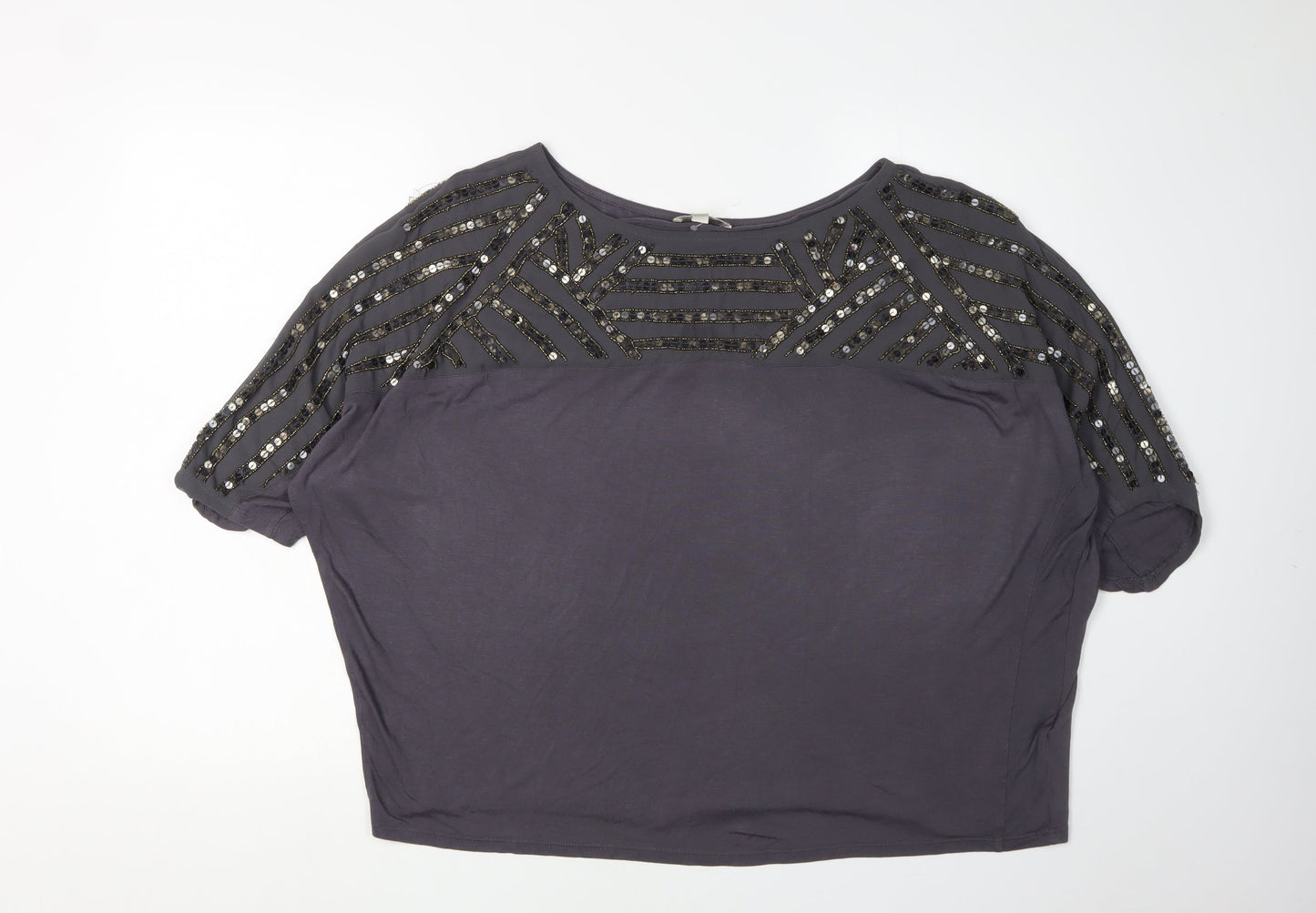 Monsoon Women's Grey Embellished T-Shirt M