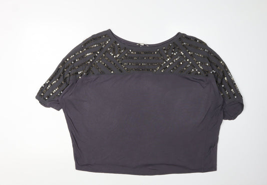 Monsoon Women's Grey Embellished T-Shirt M