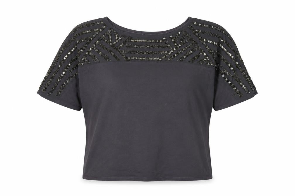 Monsoon Women's Grey Embellished T-Shirt M