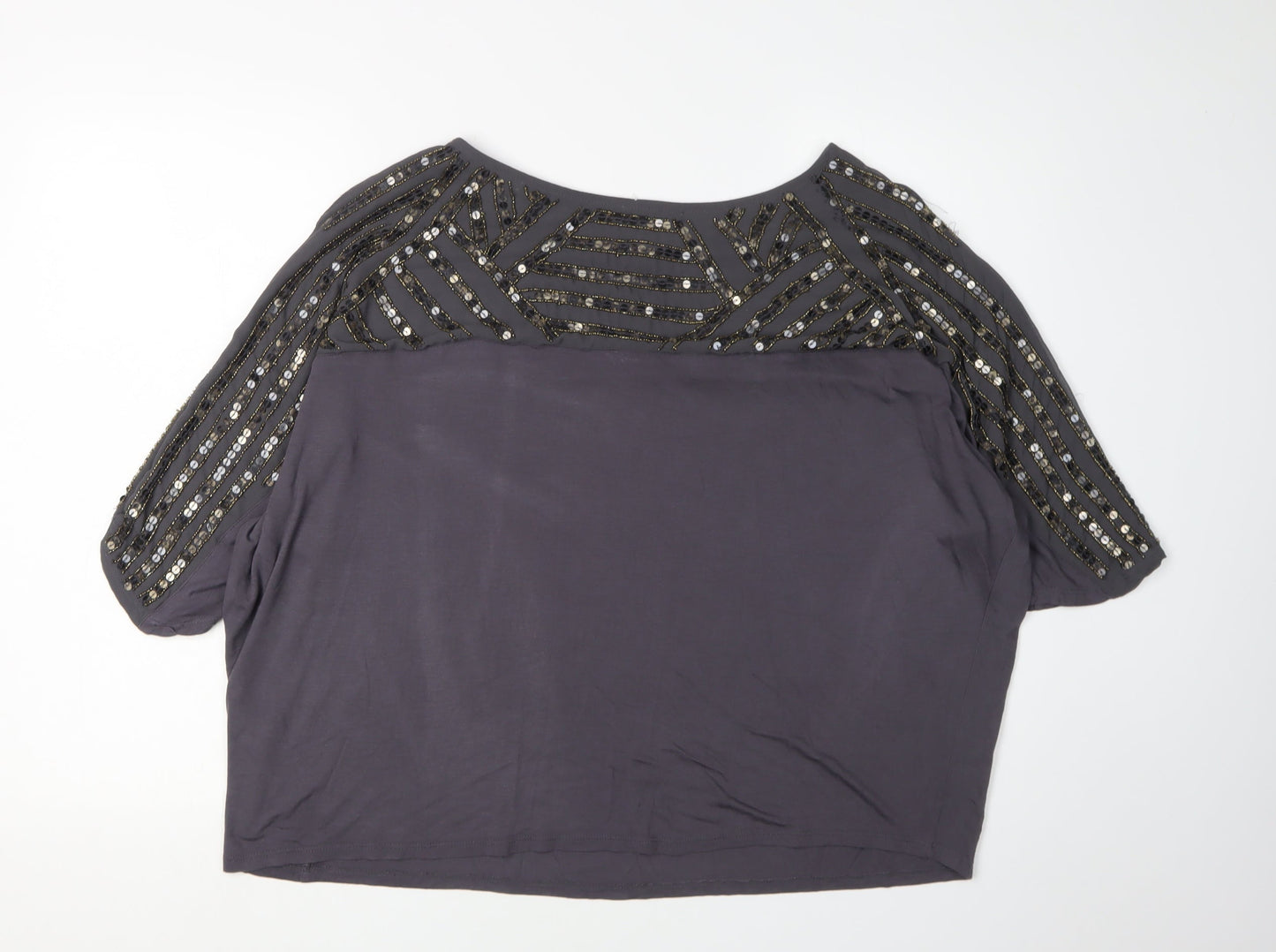 Monsoon Women's Grey Embellished T-Shirt M