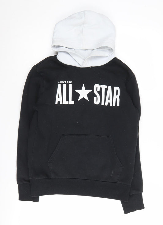 Converse Boys Black Hoodie, Size 10-11 Years, Pullover Style