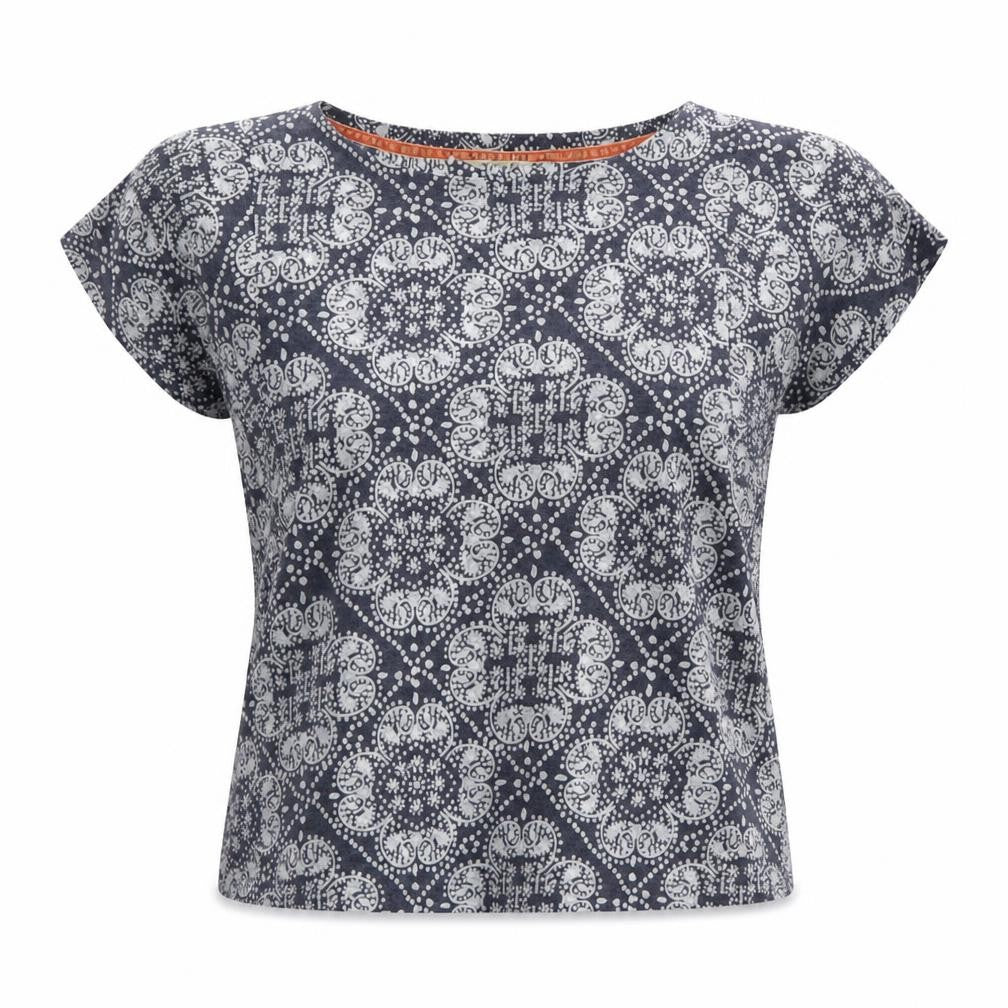 White Stuff Women's Blue Geometric T-Shirt Size 8