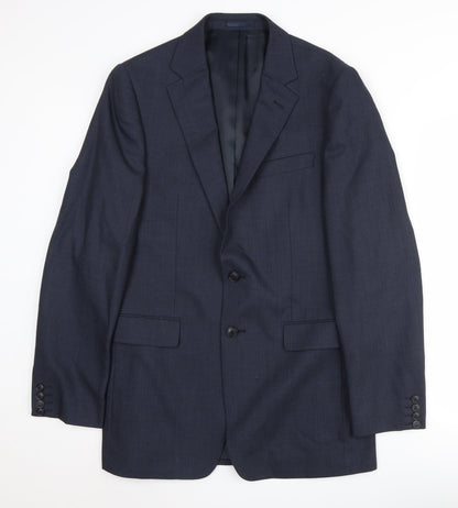 Additional front view of Jaeger Men's Blue 38L Wool Blazer Jacket