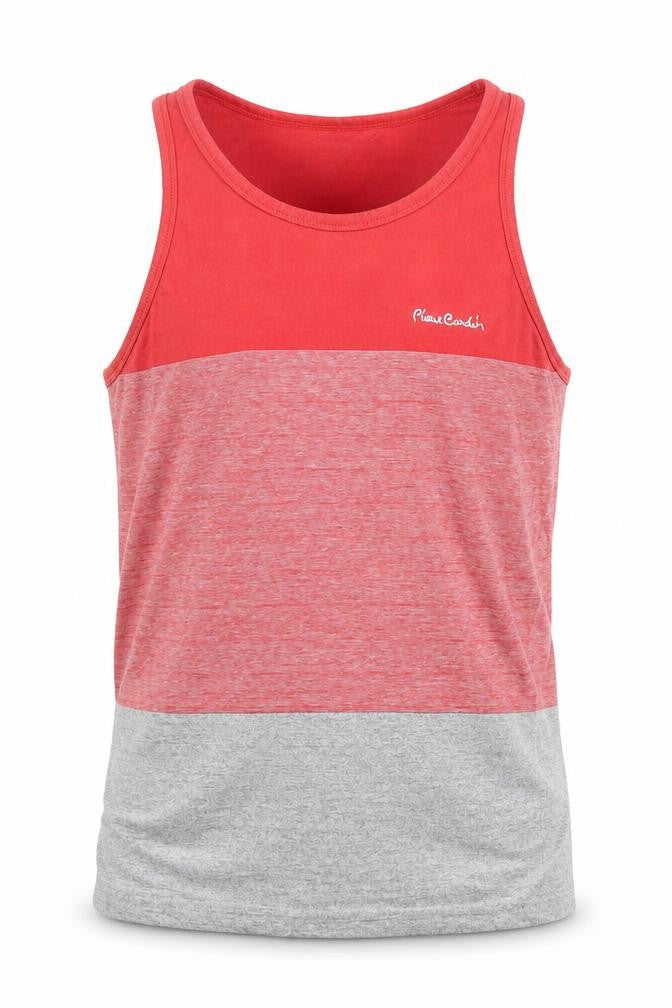 Pierre Cardin Men's Red Sleeveless Colourblock T-Shirt, Size S