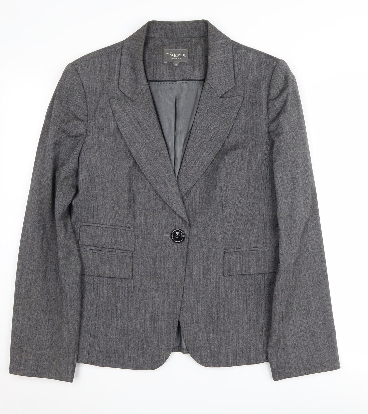 TM Lewin Women's Grey Blazer - Size 12 Regular Fit