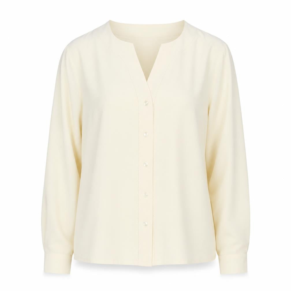 Alexon Women's Beige Button-Up Long Sleeve Blouse