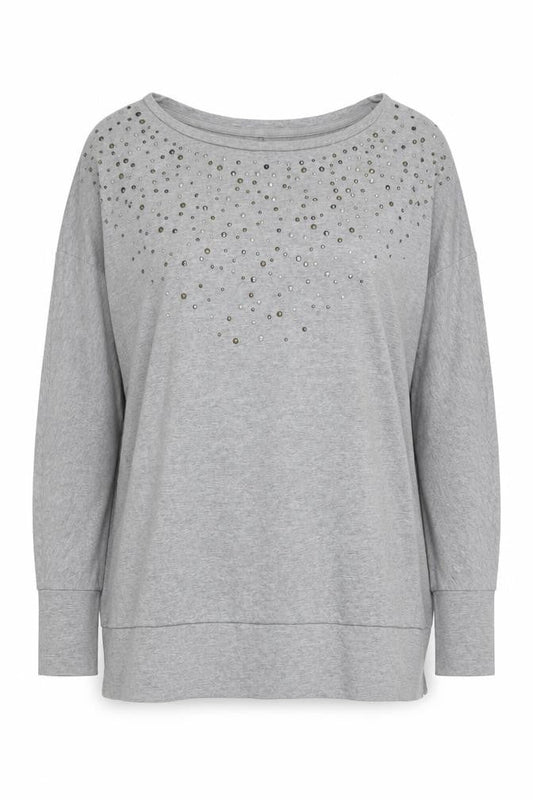 DKNY Women’s Grey Studded Pullover Sweatshirt Medium