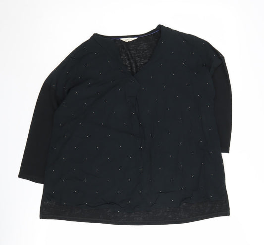 White Stuff Women's Black Blouse Size 8 - Casual 3/4 Sleeve