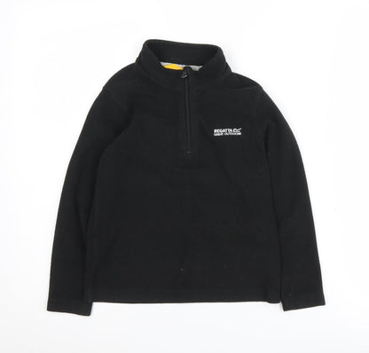 Additional front view of Regatta boys’ black fleece 1/4 zip sweatshirt 7-8y outdoor