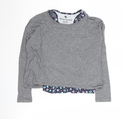 Additional front view of Abercrombie & Fitch Kids Grey girls’ long sleeve t-shirt 7-8 years