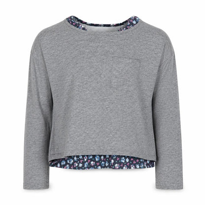 Front view of Abercrombie & Fitch Kids Grey girls’ long sleeve t-shirt 7-8 years