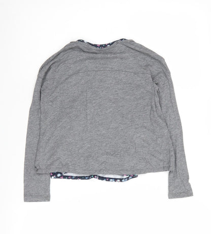 Back view of Abercrombie & Fitch Kids Grey girls’ long sleeve t-shirt 7-8 years