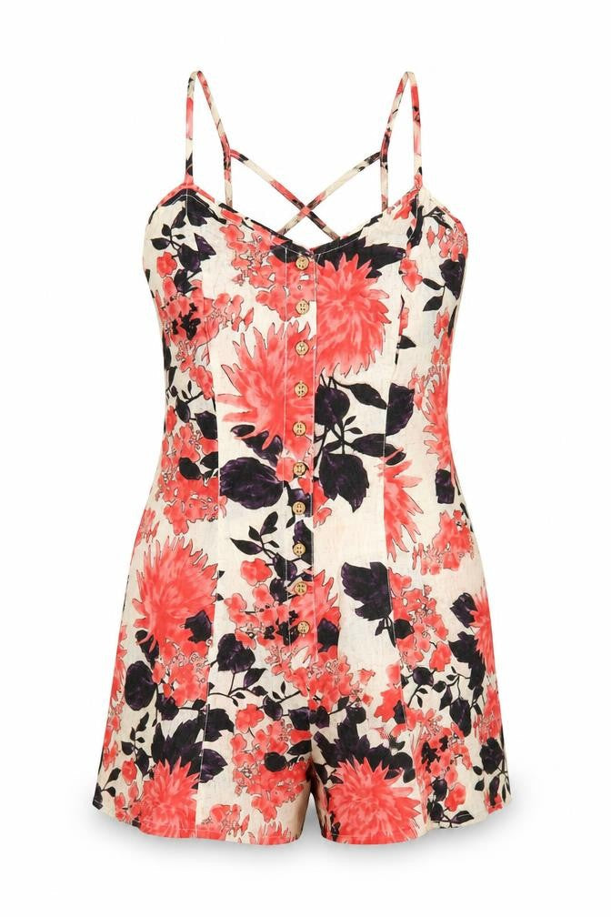 Fat Face Women's Floral Playsuit, Size 8, Multicoloured