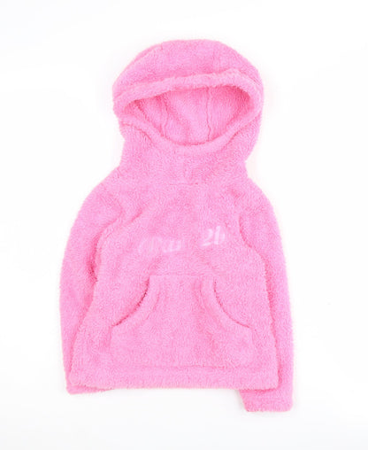 Additional front view of Dare 2b girls’ pink fleece pullover hoodie - 9-10 years