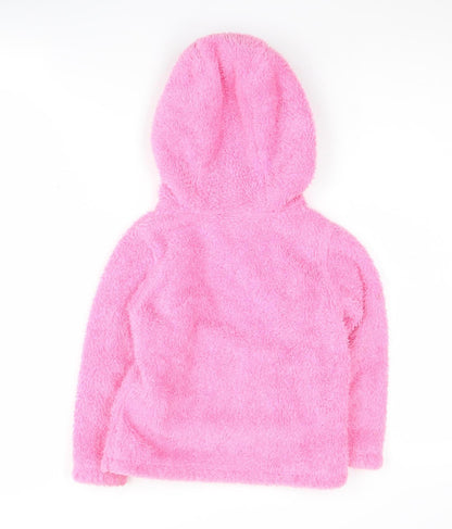 Back view of Dare 2b girls’ pink fleece pullover hoodie - 9-10 years