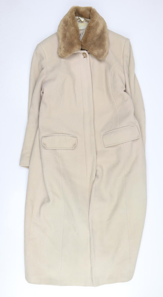 Amaranto Beige Women's Wool Long Overcoat Size 16