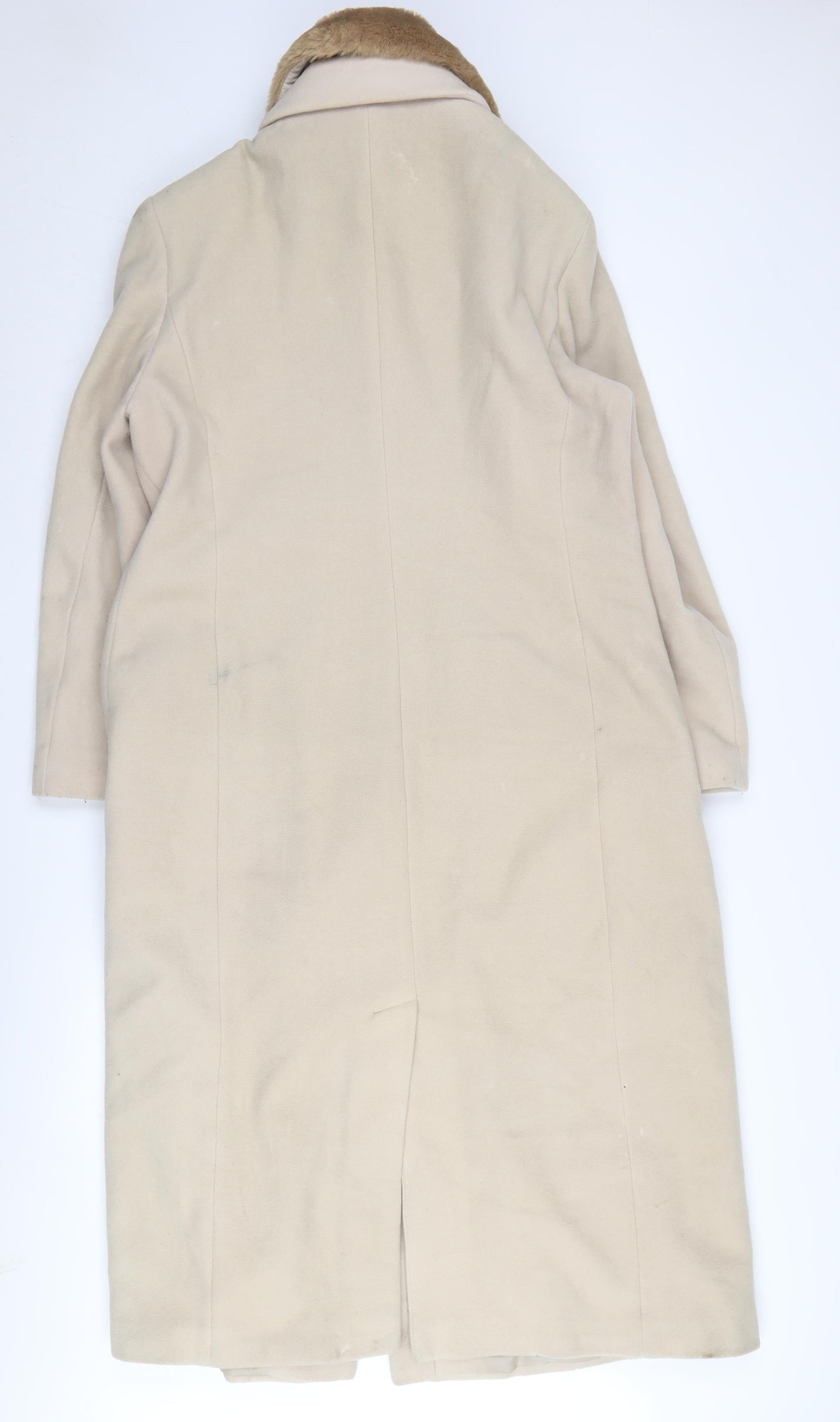 Amaranto Beige Women's Wool Long Overcoat Size 16