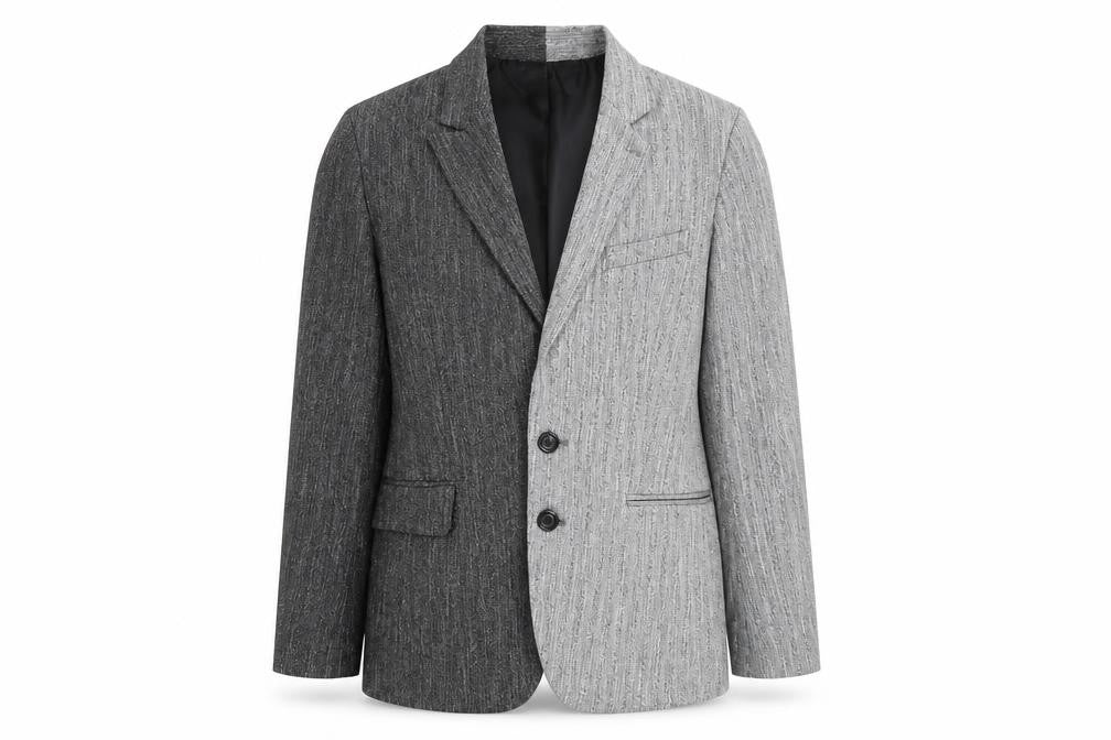 Topshop Women Grey Blazer Size 8 Striped Button Casual