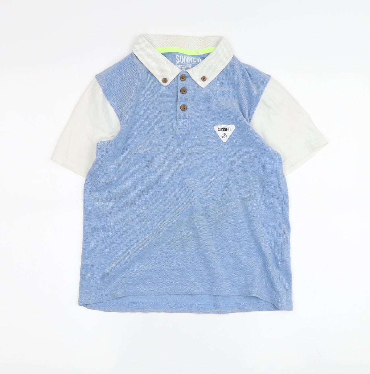 Sonneti Boys Blue White Polo Shirt 10-12 Years, Cotton Casual