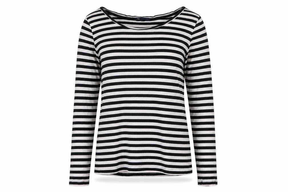 Gap Women's Black Striped Long Sleeve T-Shirt Small