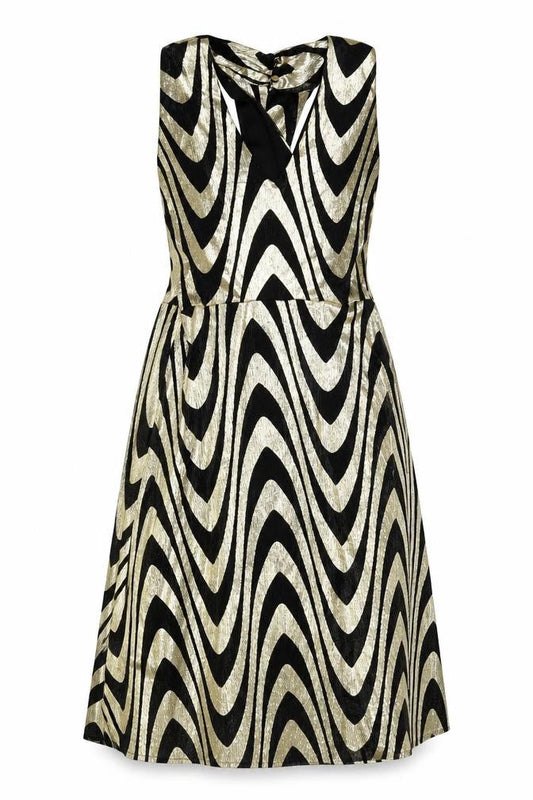 Et Vous Women's Gold Black A-Line Party Dress Size 14