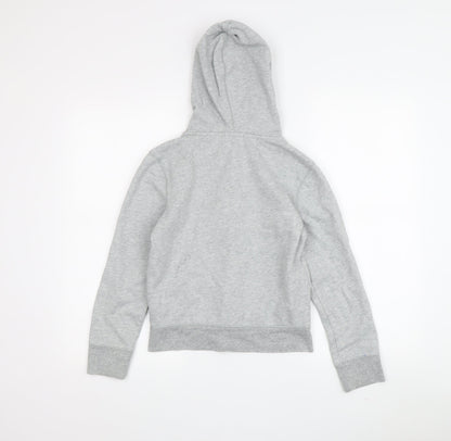 Back view of Gap girls’ grey full zip hoodie 10-11 years embroidered
