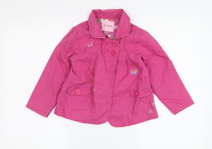 Additional front view of Cherokee girls’ pink embroidered jacket 3-4 years