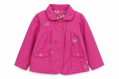 Front view of Cherokee girls’ pink embroidered jacket 3-4 years